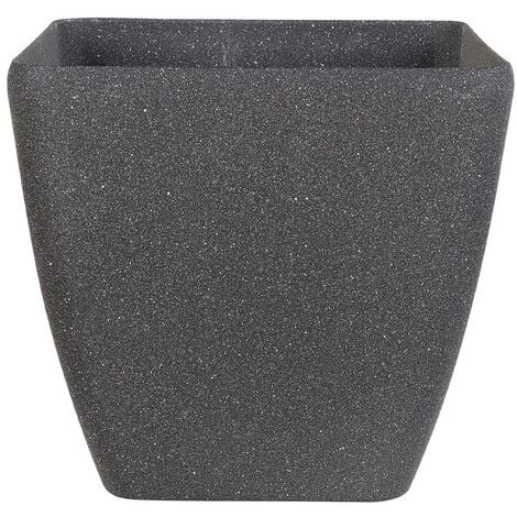 Plant Pot Grey Stone Mixture Flower Pot Square Outdoor Indoor 42 x 42 cm Zeli