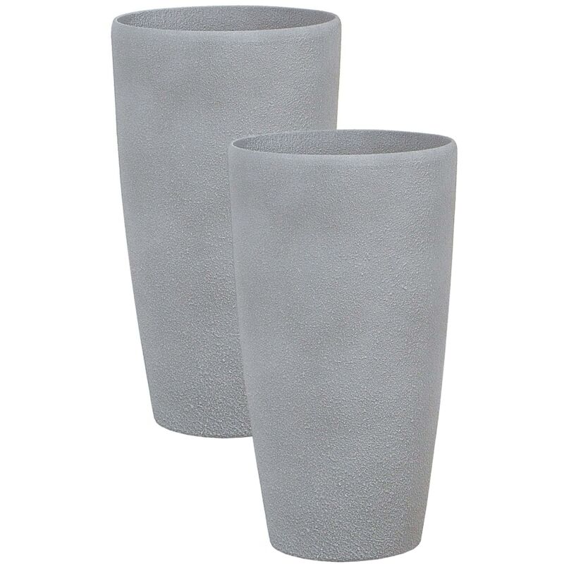 Beliani Set Of 2 Plant Pots Abdera 31 Cm Grey