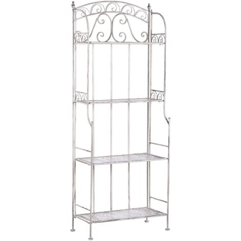 Plant Shelf Metal Garden Freestanding Indoor Bathroom 4 Shelves White Padua
