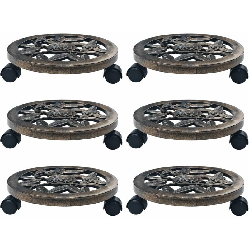 Plant Trolleys 6 pcs Bronze 30 cm Plastic Vidaxl