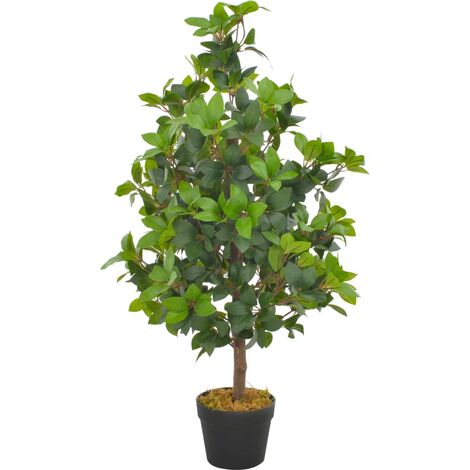 Planta artificial árbol de laurel con macetero 90 cm verde