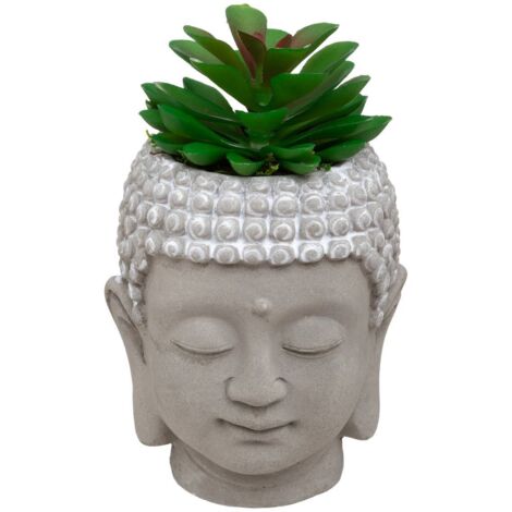 Planta artificial Buda maceta cemento H12,5cm - Atmosphera créateur d'intérieur