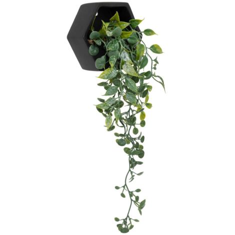 Planta artificial colgante Ayame Macetero negro H14cm - Atmosphera créateur d'intérieur