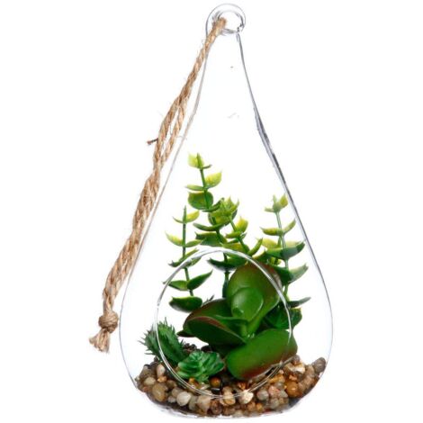 Planta artificial colgante - maceta de cristal - H19 -5 cm - Atmosphera créateur d'intérieur