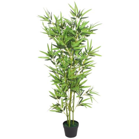 Planta artificial con maceta de bambú 120 cm verde DEC021937