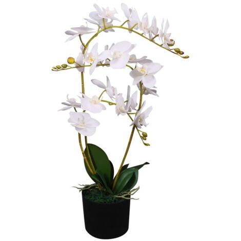 Planta artificial con macetero para orquídeas 65 cm blanco DEC021904