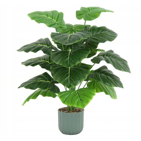 Planta artificial de alocasia oreja de elefante en maceta, arbusto realista de 60 cm