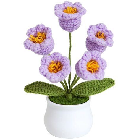 [Planta artificial] [Juego de 5] Talilia morada, planta decorativa tejida a mano en maceta