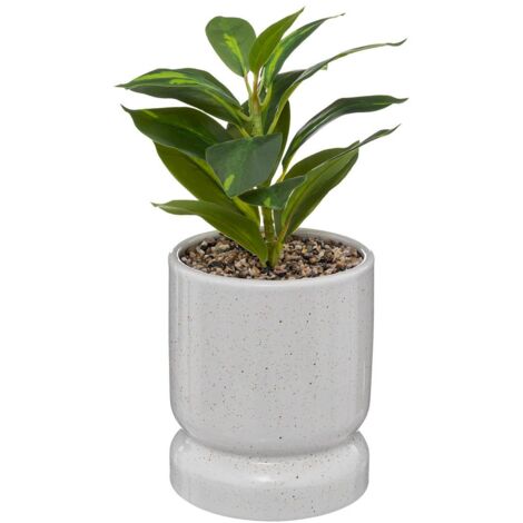 Planta artificial Lyrata con maceta de cerámica blanco 60 cm