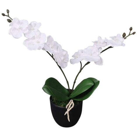 Planta artificial orquídea con macetero 30 cm blanca