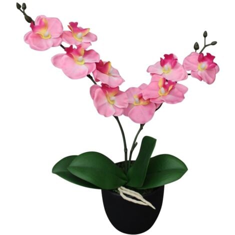 Planta artificial orquídea con macetero 30 cm rosa