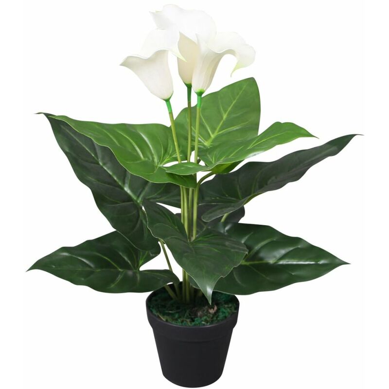 

Happyshopping - Planta cala lilly artificial con macetero 45 cm blanca