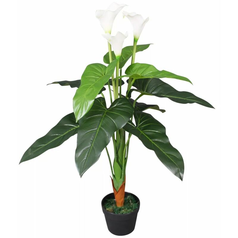 

Happyshopping - Planta cala lilly artificial con macetero 85 cm blanca