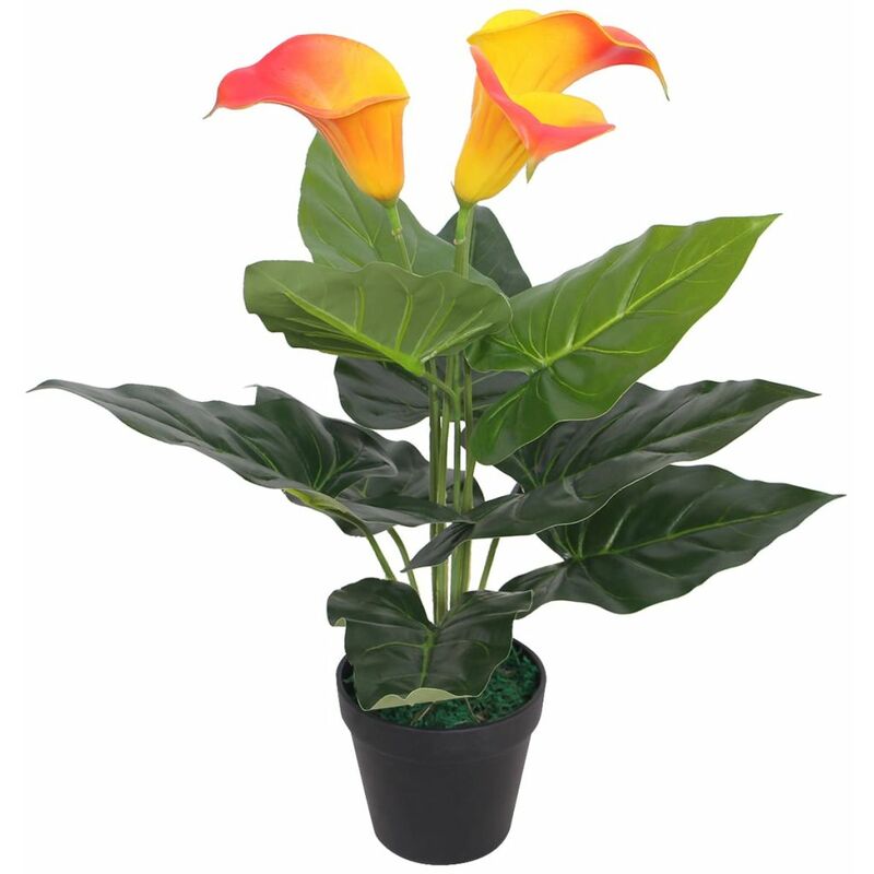 

Planta Cala Lilly artificial con macetero roja y amarilla 45 cm