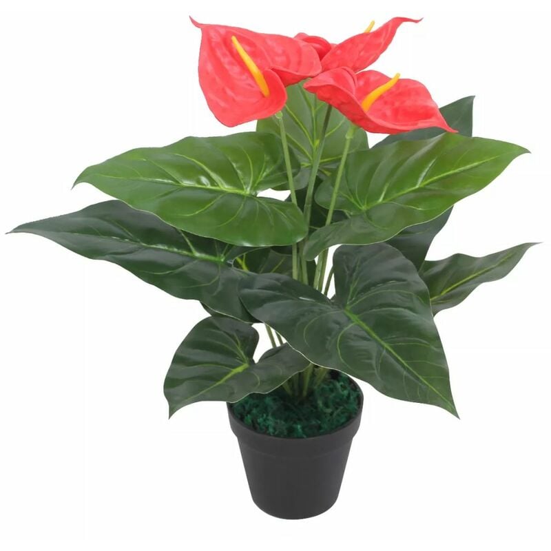 

Planta de anturio artificial con maceta 45 cm roja y amarilla