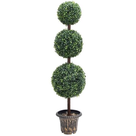 Planta de boj artificial forma de bola con maceta verde 118 cm