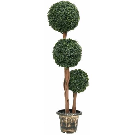 Planta de boj artificial forma de bola con maceta verde 119 cm
