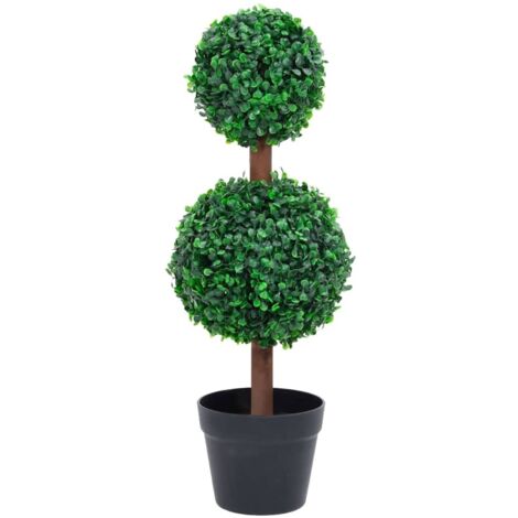 Planta de boj artificial forma de bola con maceta verde 60 cm