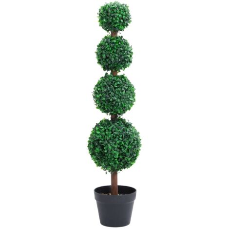 Planta de boj artificial forma de bola con maceta verde 90 cm