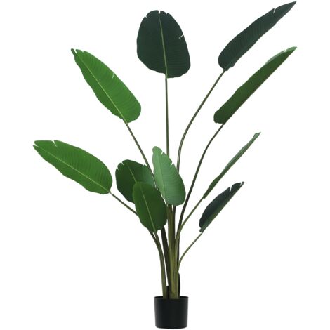 Planta de Decoración Artificial de Palma Árbol Realista con Maceta 10 Hojas Ф18x180