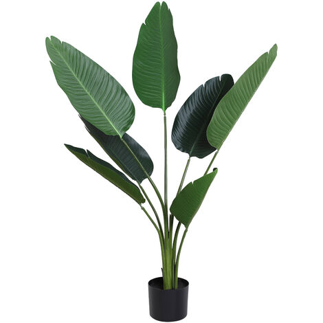 Planta de Decoración Artificial de Palma Árbol Realista con Maceta 7 Hojas Ф15x120