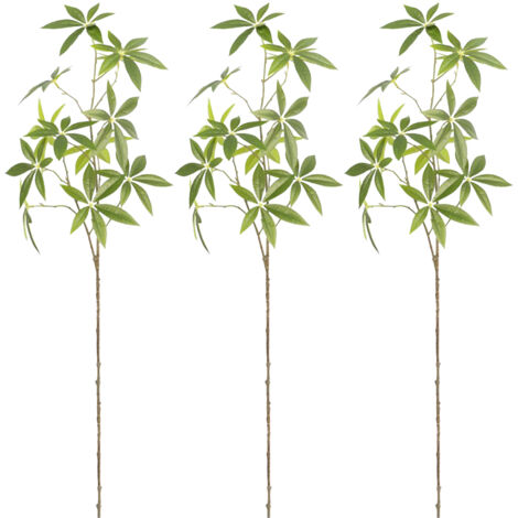 Planta de interior decorativa: 3 ramas con hojas artificiales plateadas de estilo nórdico para decoración del hogar, bodas y hoteles (paquete de 3, con forma curvada).