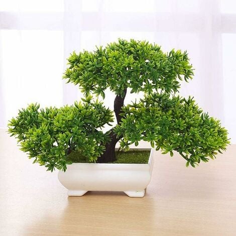 Zunbo Planta artificial Bonsai de pino artificial para oficina patio amarillo ventana 