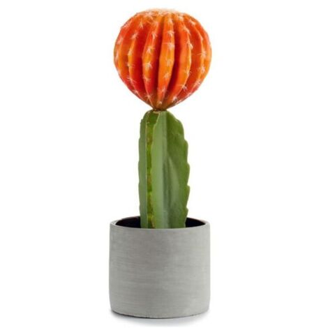 Planta de plastico cactus ancho flor naranja 40 cm Verde