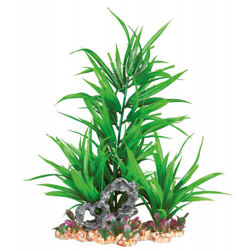 

Planta de plástico sobre un lecho de grava y resina 28 cm de decoración de peces