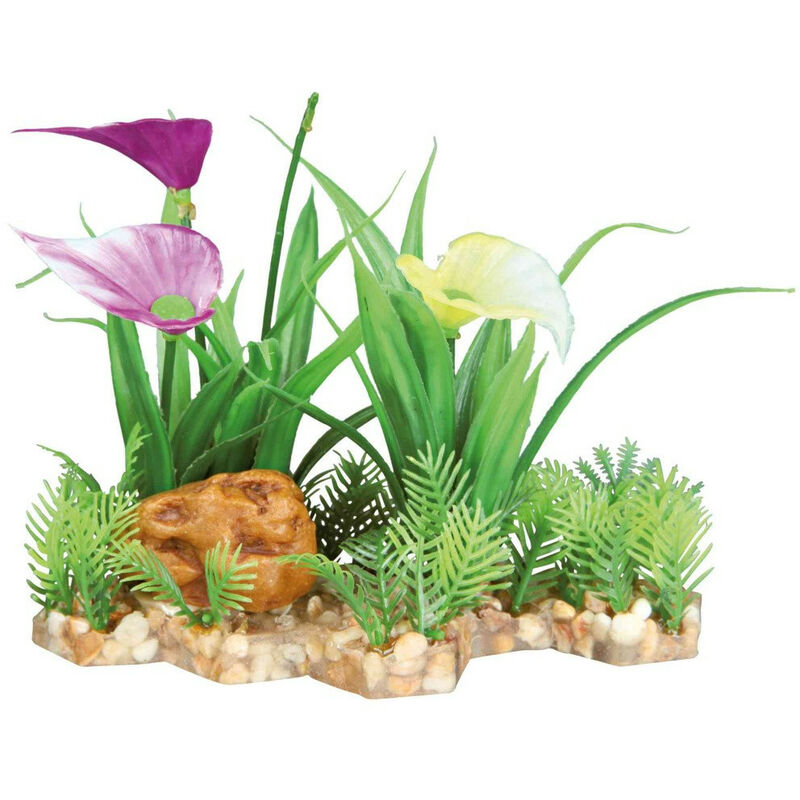 

Planta de plástico sobre un lecho de grava y resina de 13 cm de decoración de peces