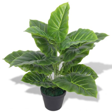 Planta de taro artificial con macetero verde 45 cm vidaXL