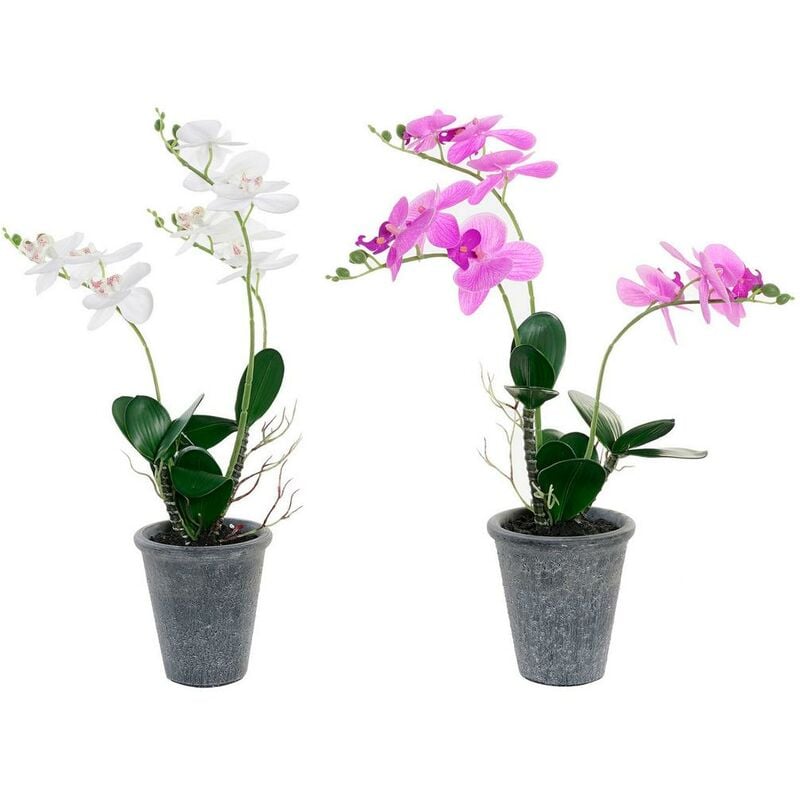 

Planta Decorativa DKD Home Decor Blanco Gris Tela Gres Lila (2 pcs)