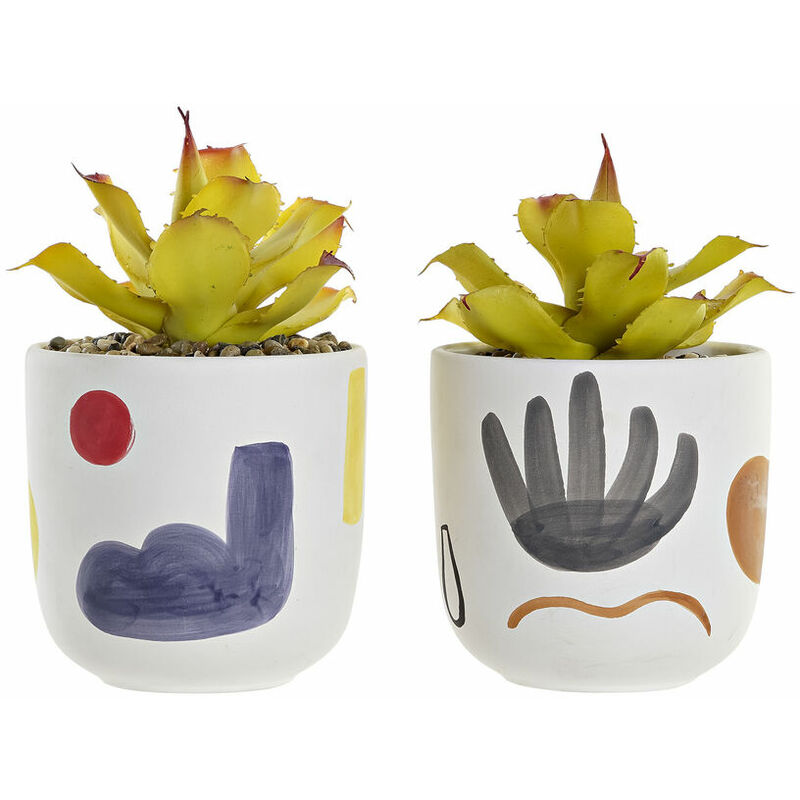 

Planta Decorativa DKD Home Decor Blanco PVC Dolomita (2 pcs) (10.5 x 10.5 x 19.5 cm)