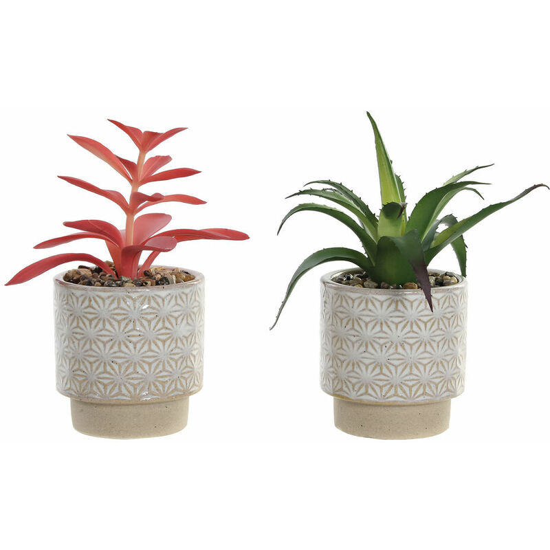 

Planta Decorativa DKD Home Decor Blanco Verde Rosa Cerámica Polietileno (2 pcs) (8 x 8 x 18 cm)