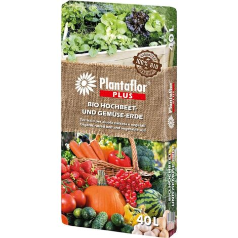 Plantaflor Plus Bio Hochbeeterde, Gemüseerde, torfreduziert, Tomatenerde, Gurkenerde, Paprikaerde