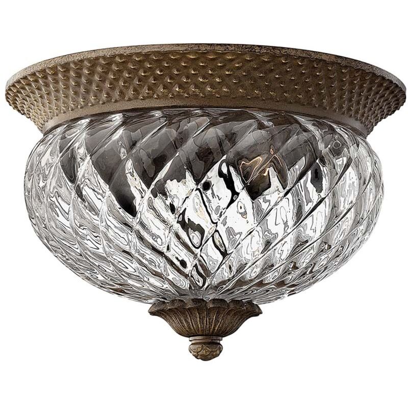 Elstead - Plantation - 2 Light Small Semi Flush Deckenleuchte Pearl Bronze, E27