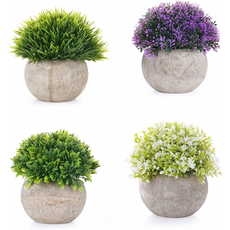 

Plantas artificiales Flores artificiales Bonsai Hierba con mini maceta grasienta verde falsa de plástico gris para exteriores e interiores Boda /