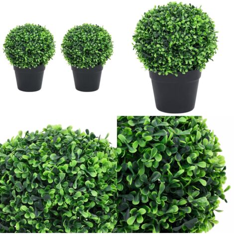 Plantas de boj artificial 2 uds forma bola maceta verde 37 cm - Plantas de boj - Macetas