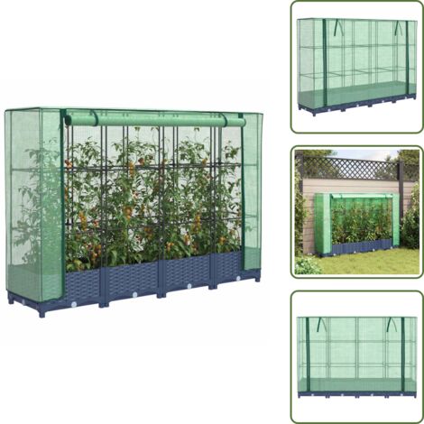 Plantas en jardín - vidaXL Jardinera elevada con cubierta de invernadero aspecto ratán 160x40x123 cm - Jardín con cubierta