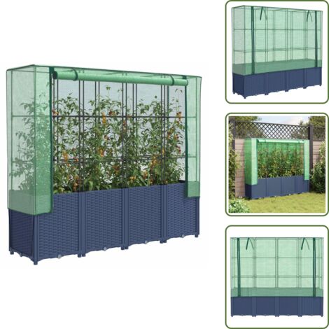 Plantas en jardín - vidaXL Jardinera elevada con cubierta de invernadero aspecto ratán 160x40x153 cm - Jardín con cubierta