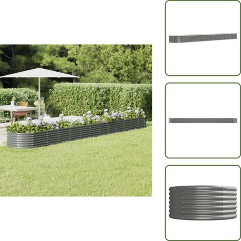 Plantas en maceta - vidaXL Jardinera arriate acero galvanizado gris 512x80x36 cm - Jardín de patio