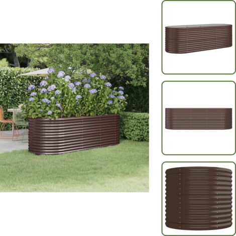Plantas en maceta - vidaXL Jardinera arriate acero galvanizado marrón 224x80x68 cm - Jardín de patio