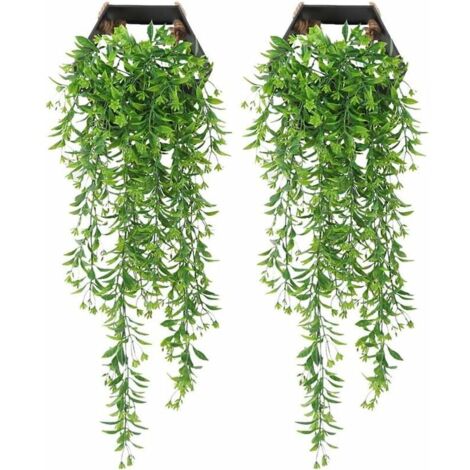plantas trepadoras artificiales de hiedra artificial, hojas de hiedra colgantes artificiales de plástico para exteriores, para decoración del hogar y el jardín, color verde.