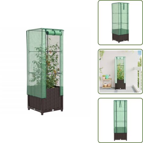 Plantas - vidaXL Arriate con cubierta invernadero aspecto ratán 40x40x139 cm - Jardín