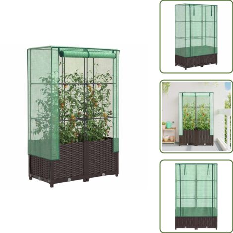 Plantas - vidaXL Arriate con cubierta invernadero aspecto ratán 80x40x138 cm - Jardín