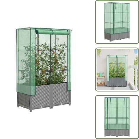 Plantas - vidaXL Arriate con cubierta invernadero aspecto ratán 80x40x138 cm - Jardín