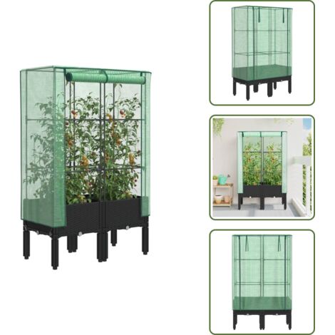 Plantas - vidaXL Arriate con cubierta invernadero aspecto ratán 80x40x140 cm - Jardín