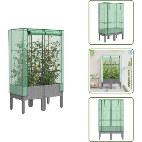 Plantas - vidaXL Arriate con cubierta invernadero aspecto ratán 80x40x140 cm - Jardín