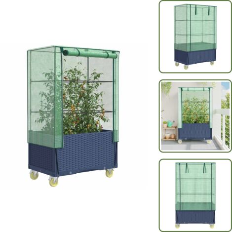Plantas - vidaXL Arriate con cubierta invernadero aspecto ratán 80x50x182 cm - Jardín