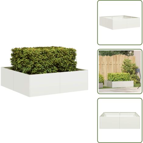 Plantas - vidaXL Jardinera acero blanco 100x100x30 cm - Flores